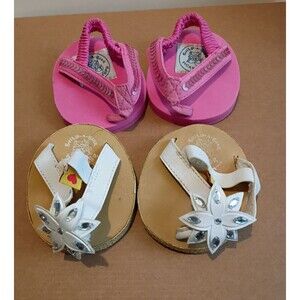 2 Pair Build-A-Bear BABW Sandals Pink White